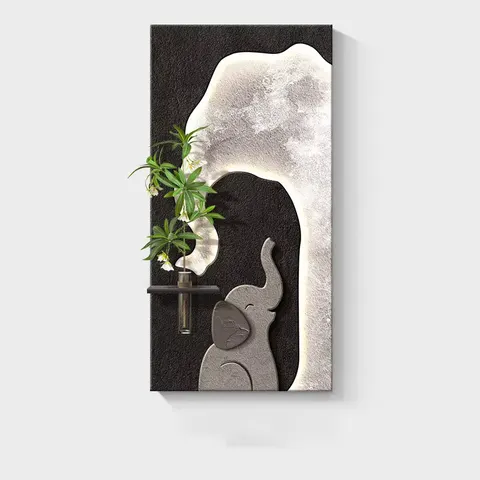 植物 单幅 装饰画 现代简约 玄关背景墙挂画 LED带灯画