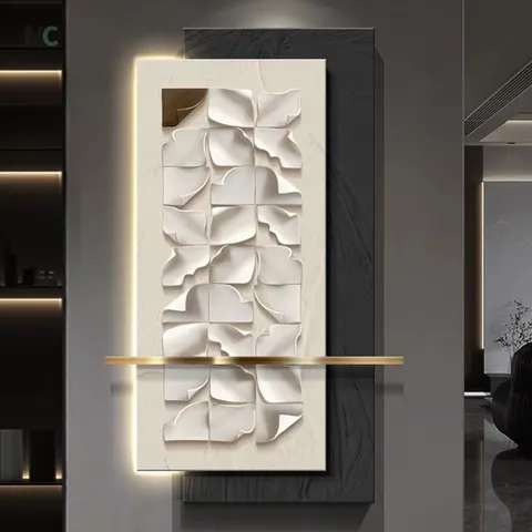 Abstract Geometry Three-dimensional High Sense Porch Wall Art Home Decor Painting Living Room Vertical Version Led Painting