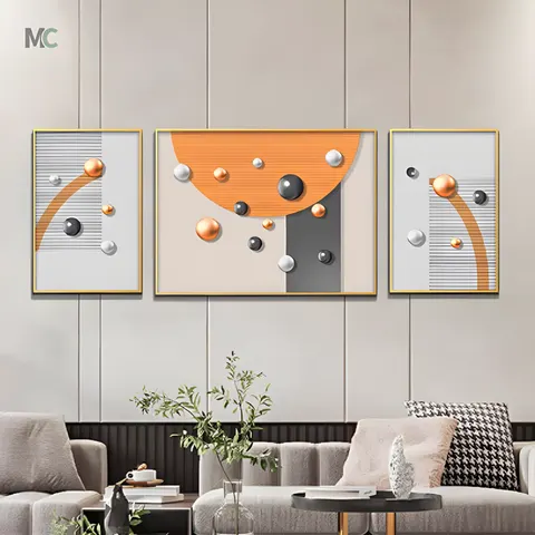 Abstract Living Room Wall Art Home Decor Painting Modern Light Luxury Nordic Three Vice Crystal Porcelain Painting