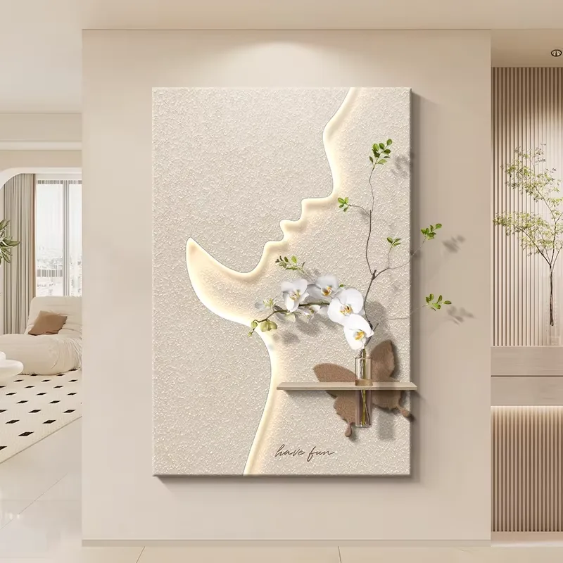 Abstraction Characters Art Home Decor Paintings Living Room Background Wall Sandstone Glowed LED Painting