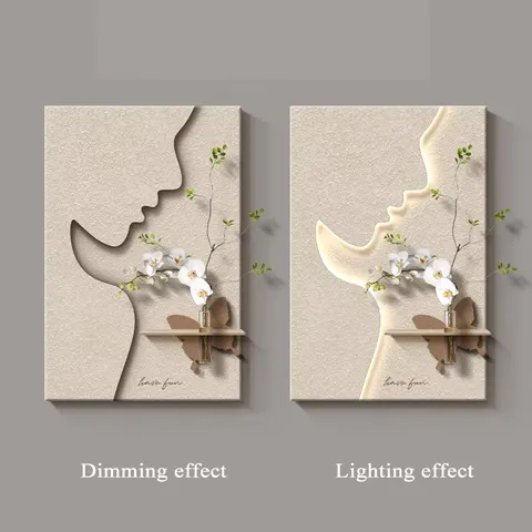 Abstraction Characters Art Home Decor Paintings Living Room Background Wall Sandstone Glowed LED Painting