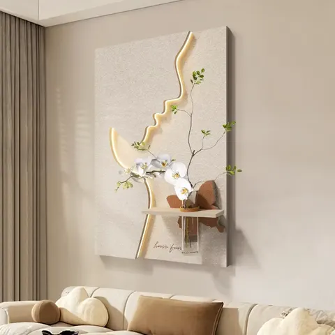 Abstraction Characters Art Home Decor Paintings Living Room Background Wall Sandstone Glowed LED Painting