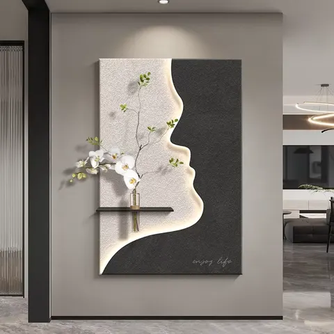 Abstraction Characters Art Home Decor Paintings Living Room Background Wall Sandstone Glowed LED Painting