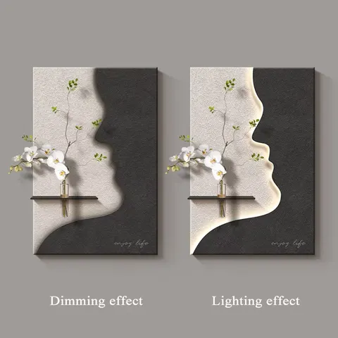 Abstraction Characters Art Home Decor Paintings Living Room Background Wall Sandstone Glowed LED Painting
