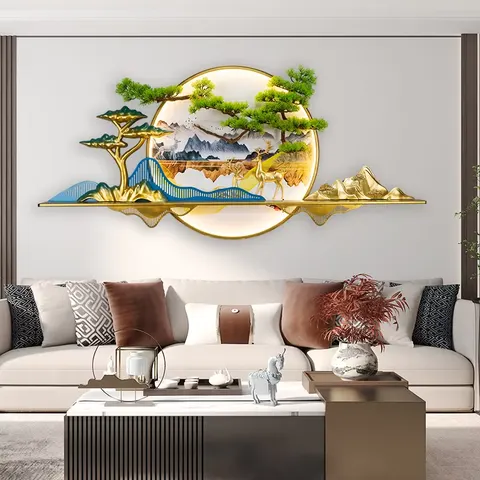 Abstraction Nordic Living Room Sofa Background Wall Art Decor Modern Simple Dining Room Mural Metal Craft Decoration