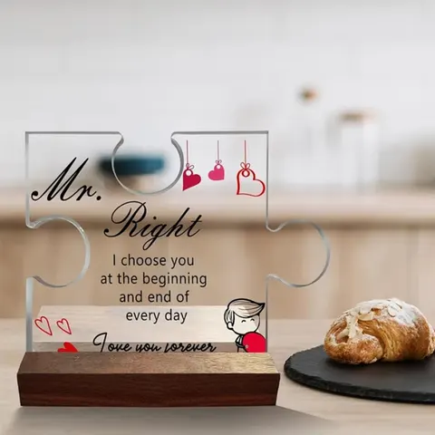 Acrylic Creative Wooden Base Puzzle Display Stand Valentine's Day Gift & Decor with UV Printing