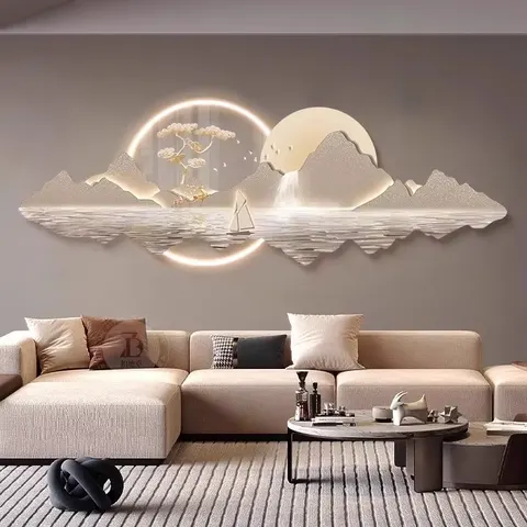 山水 单幅 装饰画 现代简约 客厅背景墙挂画 晶瓷画