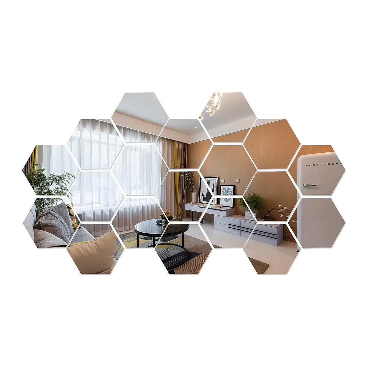 Acrylic Mirror 20 Pcs Hexagon Combination Mirror Living Room Wal or Wall Sticker Decal Home Decoration and Room Mirror