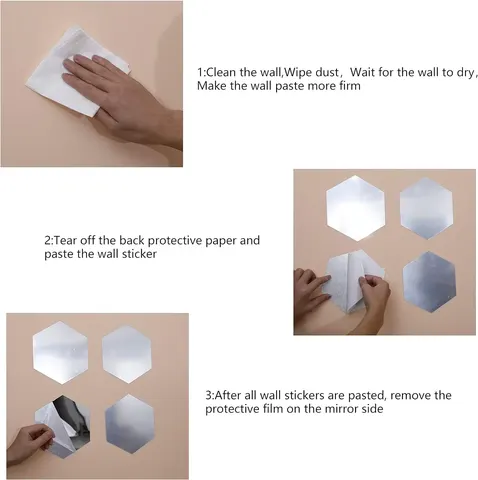 Acrylic Mirror 20 Pcs Hexagon Combination Mirror Living Room Wal or Wall Sticker Decal Home Decoration and Room Mirror