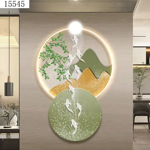 锦鲤 单幅 装饰画 现代简约 客厅背景墙挂画 LED带灯画
