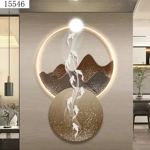 锦鲤 单幅 装饰画 现代简约 客厅背景墙挂画 LED带灯画