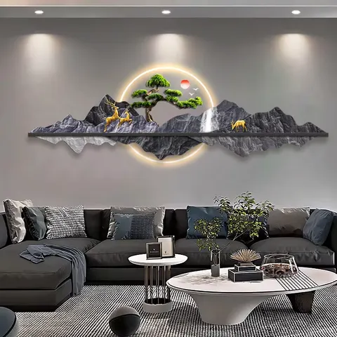 Acrylic with Light Decorative Painting Modern Simple Living Room Background Wall Painting Landscape Mural Wall Art Home Decor
