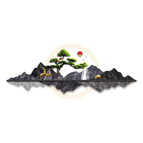 山水 单幅 装饰画 现代简约 客厅背景墙挂画 LED带灯画