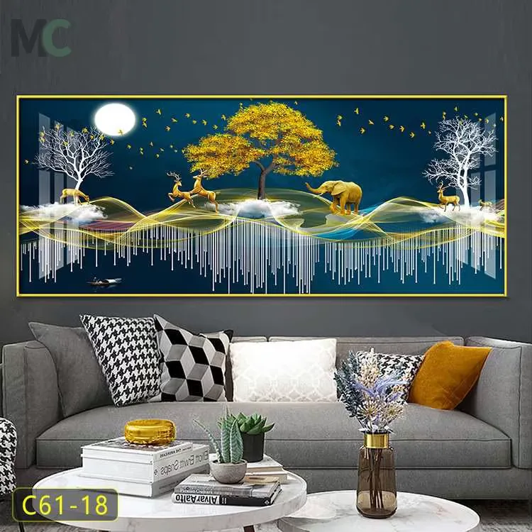 Advanced Living Room Wall Decor Painting Atmosphere Sofa Background Wall Hanging Painting Bedroom Bedside Elk Landscape Murals