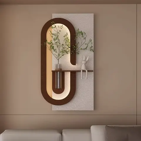 Advanced Simplicity Vase Art LED Decor Painting Cream Wind Hall Physical Object Three-dimensional Sandstone LED Painting