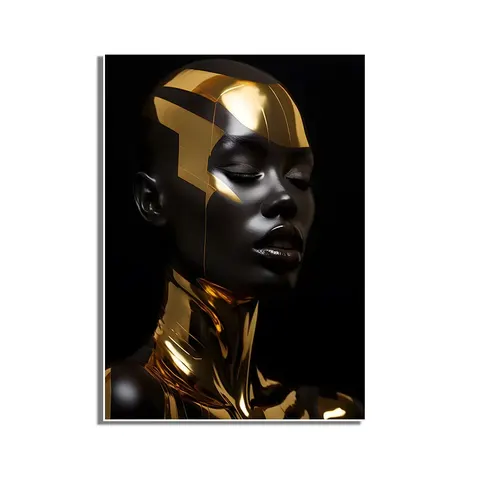 African Champion Wall Art Home Decor Black Gold Women Portrait Mural Clothing Shop bar Restaurant Hanging Paintings