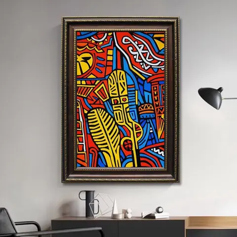 African Country Tribal Symbols and Totems Art Decoration Living Room Background Wall Crystal Porcelain Wall Decor Painting
