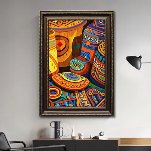 African Country Tribal Symbols and Totems Art Decoration Living Room Background Wall Crystal Porcelain Wall Decor Painting