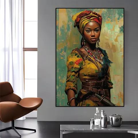 African Women Modern Light Luxury Wall Art Home Decor Painting Black Women HD Crystal Porcelain Painting