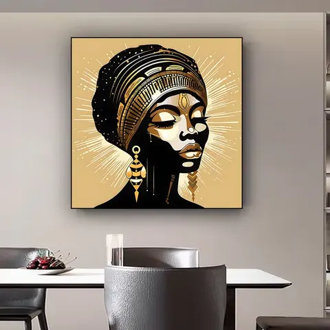 African Women's Wall Art Home Decor Painting Restaurant Background Wall with Framed Crystal Porcelain Painting