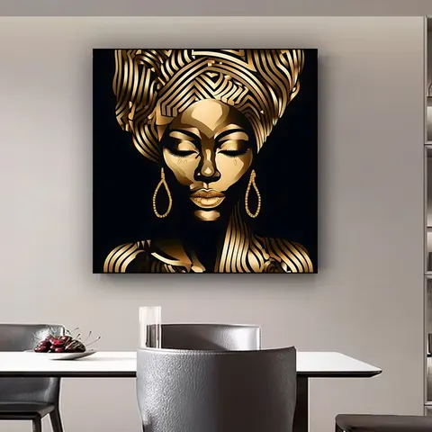 African Women's Wall Art Home Decor Painting Restaurant Background Wall with Framed Crystal Porcelain Painting
