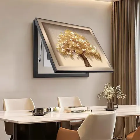 Aluminium Alloy Frame Hydraulically Tilting Electricity Meter Box Decorative Painting Money Tree Wall Art Electrical Panel Cover