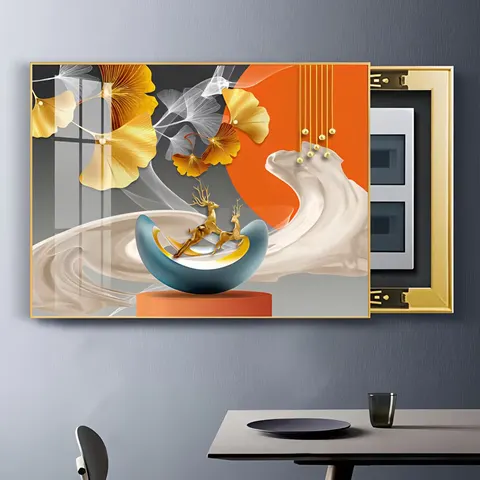 Aluminum Alloy Home Art Decor Paintings Electrical Box Cover No Need to Drill Holes Crystal Porcelain Paintings