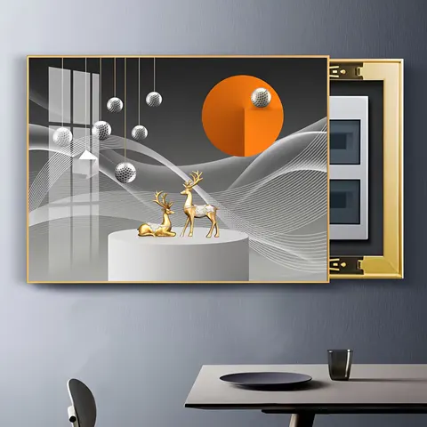 Aluminum Alloy Home Art Decor Paintings Electrical Box Cover No Need to Drill Holes Crystal Porcelain Paintings