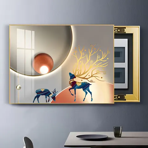 Aluminum Alloy Home Art Decor Paintings Electrical Box Cover No Need to Drill Holes Crystal Porcelain Paintings