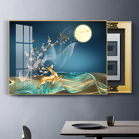 Aluminum Alloy Home Art Decor Paintings Electrical Box Cover No Need to Drill Holes Crystal Porcelain Paintings