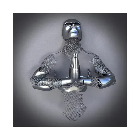 amazon Hot Selling 2024 Creative Metal Figure Sculpture Decorative Painting Crystalline Porcelain Mural Wall Art Home Decor