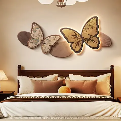 Ancient butterfly Vestibule Living Room Art Decor Painting LED Glow Background Wall Crystal Porcelain Painting