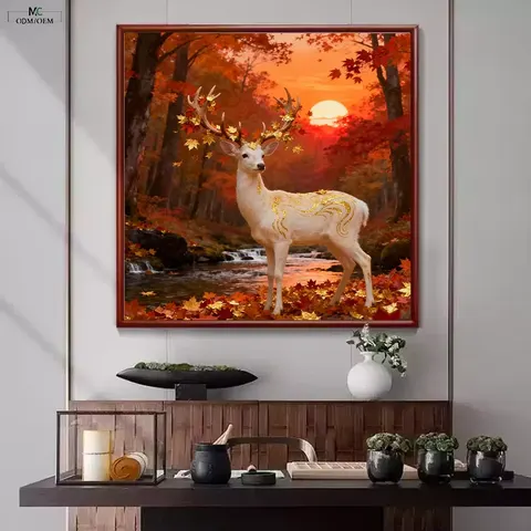 Ancient Hand-painted Oil Painting Living Room Sofa High-end and Elegant Decorative Painting Hallway Side Cabinet Hanging