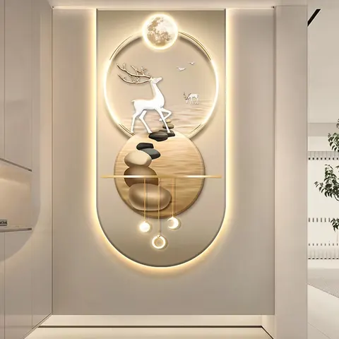 Arched Shape Art Home Furnishings Decorative Painting Corridor Background Wall LED Crystal Porcelain Painting