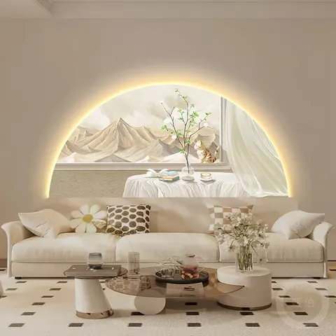 Arched Shape Sofa Background Wall Art Home Decor Painting UV Print LED Decor Painting