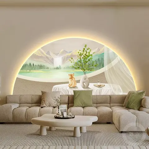 Arched Shape Sofa Background Wall Art Home Decor Painting UV Print LED Decor Painting