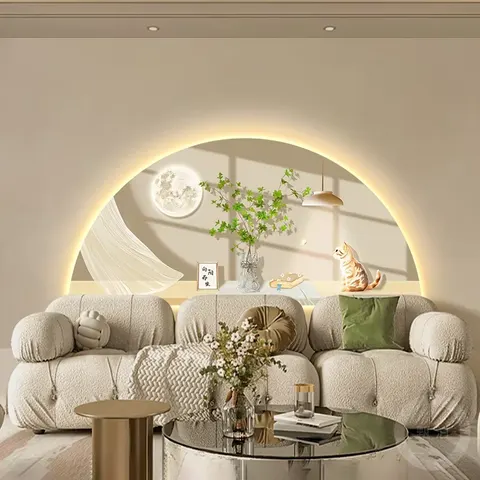 Arched Shape Sofa Background Wall Art Home Decor Painting UV Print LED Decor Painting
