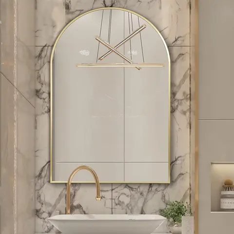 Arched Wall Mirror in the Bathroom, Mirror on the Wall, Bedroom Vanity Mirror, Metal Frame Room Mirror