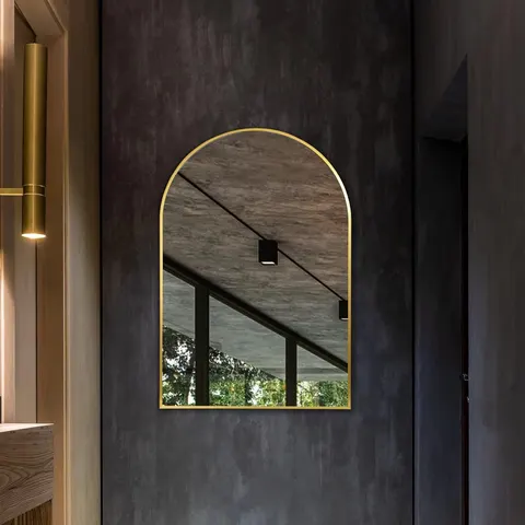 Arched Wall Mirror in the Bathroom, Mirror on the Wall, Bedroom Vanity Mirror, Metal Frame Room Mirror