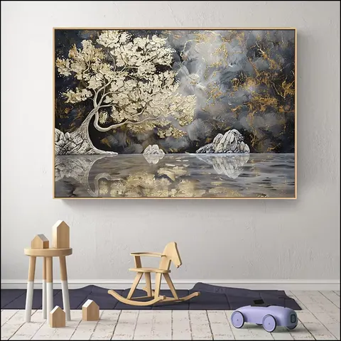 Art Abstract Trees Hand-painted Wall Decoration Painting Modern Living Room Porch Dining Room Background Wall Painting