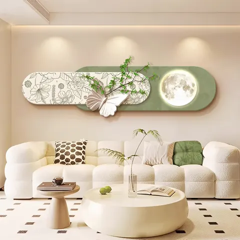 植物 单幅 装饰画 轻奢风 客厅背景墙挂画 LED带灯画