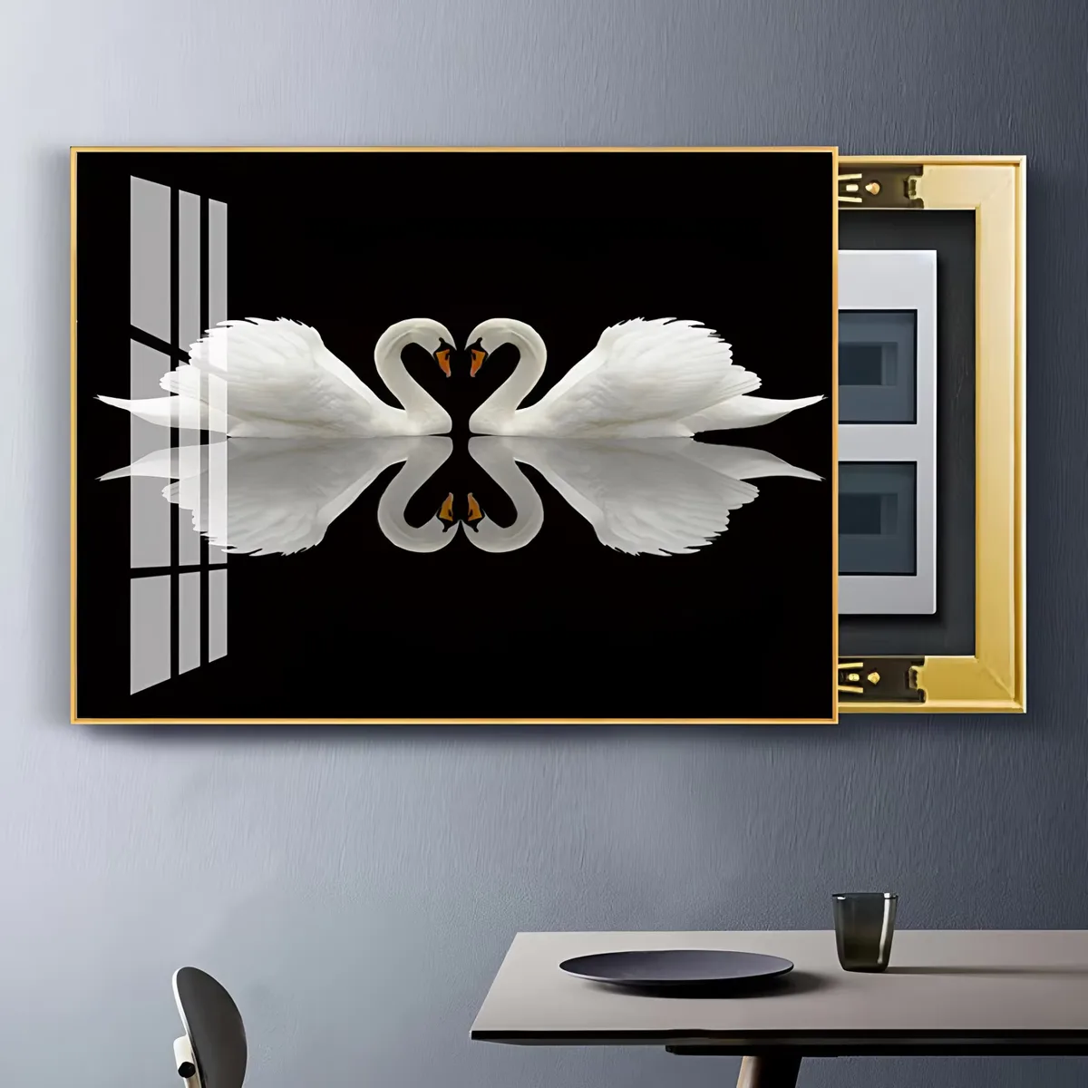 Art Decor Painting on the Electrical Box Cover Modern Light Luxury Power Switch Cover Crystal Porcelain Painting