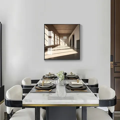Art Decor Painting with Light and Shadow Extension Effect on the Background Wall of the Restaurant Crystal Porcelain Painting