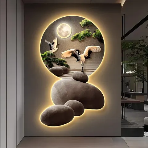 Art Home Decor Paintings of the Welcoming Guest at the Entrance Hall Living Room Crystal Porcelain LED Decor Painting