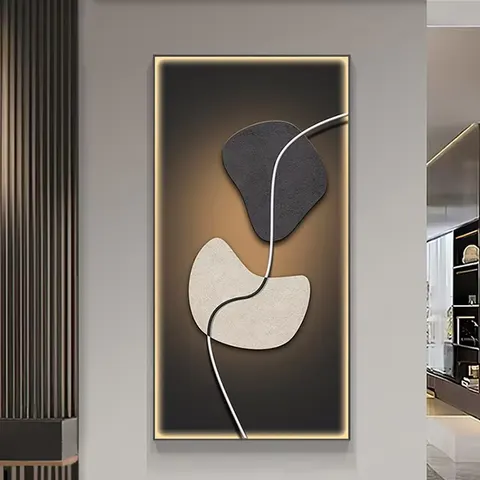Art Live Room Led Decor Painting Modern Light Luxury Abstract Stone Background Wall Crystal Porcelain Painting