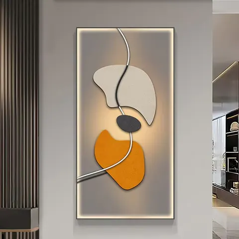Art Live Room Led Decor Painting Modern Light Luxury Abstract Stone Background Wall Crystal Porcelain Painting