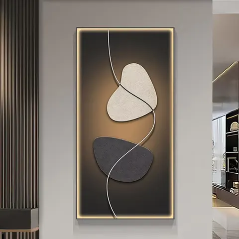 Art Live Room Led Decor Painting Modern Light Luxury Abstract Stone Background Wall Crystal Porcelain Painting