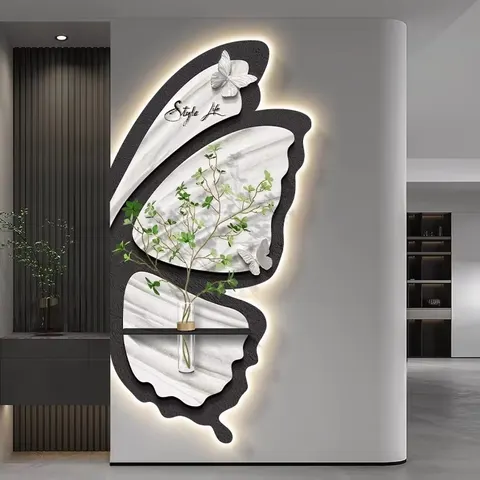 植物 单幅 装饰画 现代简约 玄关背景墙挂画 LED带灯画