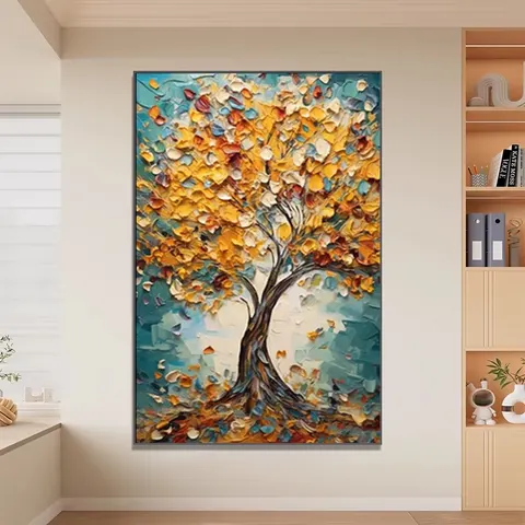 Artwork Customized Handmade Large Art Deco Tree Oil Painting Canvas Wall Art Hanging Home Decor