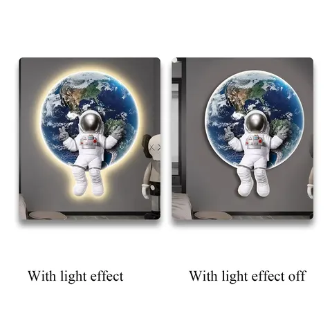 Astronaut Entrance Wall Art Home Decor Led Light Painting Cartoon Bedroom Bed Crystal Porcelain Painting